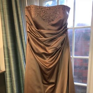 Latte Colored Strapless Bridesmaid Gown